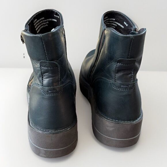 Mizz Mooz Lass Women's Blue Leather Wedge Booties Size 40 Zip Comfort Boots 9.5 - Picture 4 of 9
